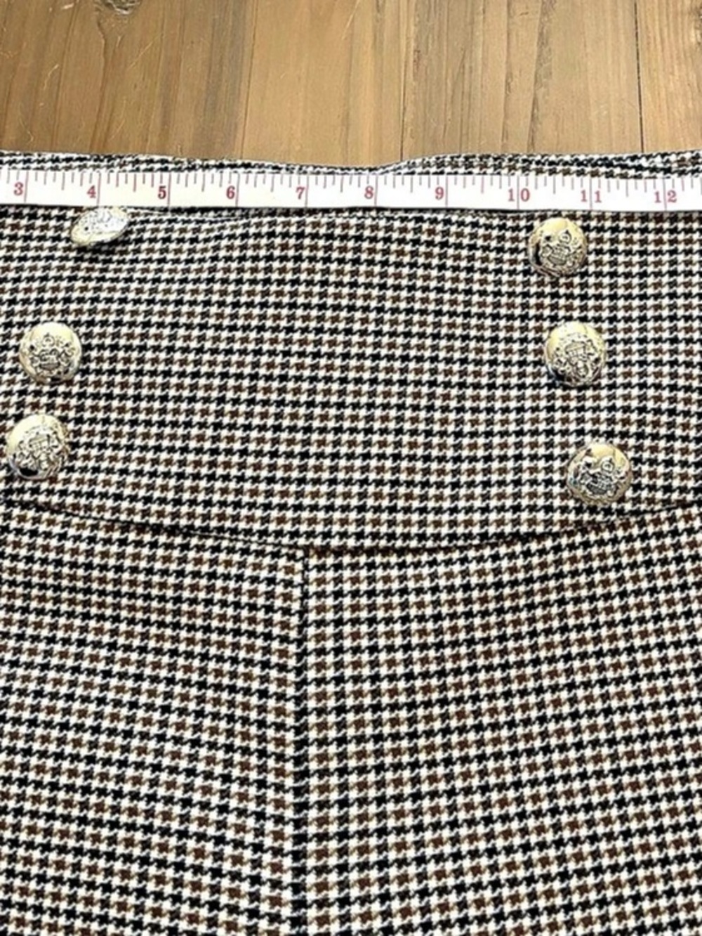 Unbranded Plaid High Rise Skinny Dress Pants Gold Button Accents Size L - Picture 3 of 10